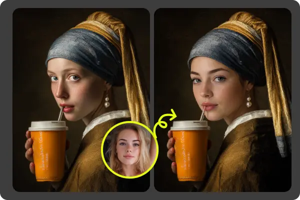Classic art AI reimagining — put your face in famous paintings