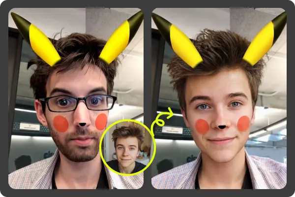 Social media fun — funny AI face replacement for social sharing
